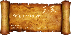 Fáy Bertalan névjegykártya